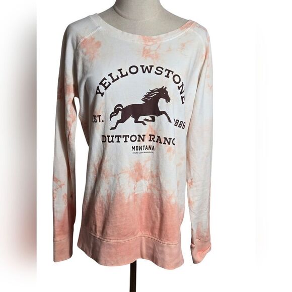 Instant Message Tops - Instant Message Yellowstone Dutton Ranch Tie-Dye Long Tee Lightweight Sweatshirt